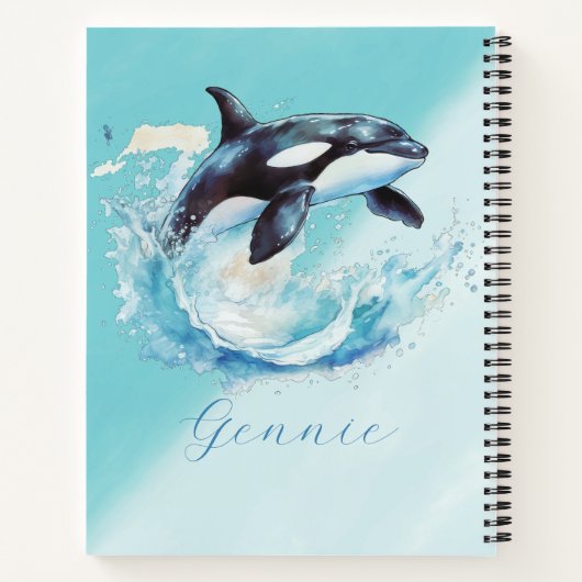 Blauw en Wit Oceaanstrand Nautisch Notitieboek (Achterkant)