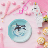 Blauw en Wit Oceaanstrand Nautisch Papieren Bordje (Feest)