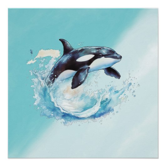 Blauw en Wit Oceaanstrand Nautisch Perfect Poster (Voorkant)