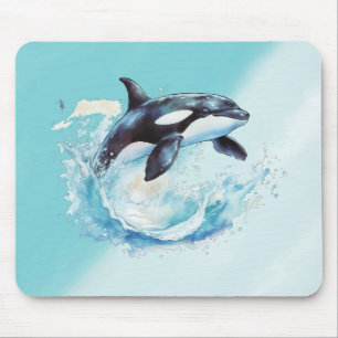 Blauw en Wit Ocra Oceaanstrand Nautical Muismat