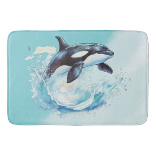Blauw en Wit Ocra Oceaanstrand Nautilus Badmat