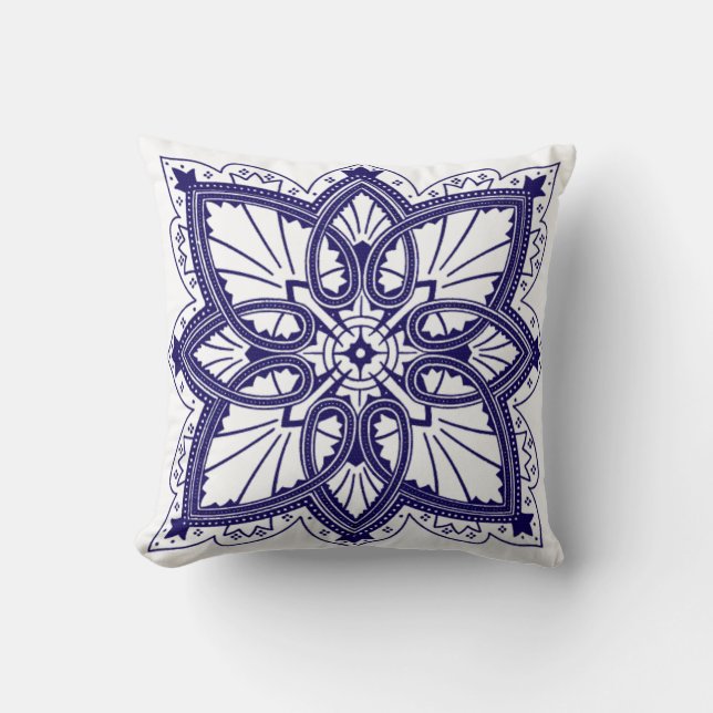  blauw en wit ontwerp - Pillow Kussen (Voorkant)