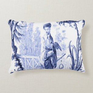 Blauw en Wit Oosters Chinoiserie Accent Kussen
