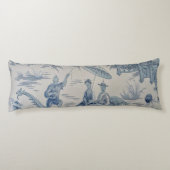 Blauw en Wit Oosters Chinoiserie Lichaamskussen (Achterkant)