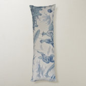 Blauw en Wit Oosters Chinoiserie Lichaamskussen (Achterkant (Verticaal))