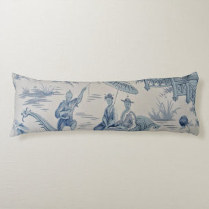 Blauw en Wit Oosters Chinoiserie Lichaamskussen