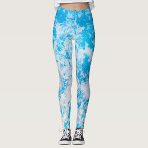Blauw en wit oppervlak van de ijsplaneet leggings