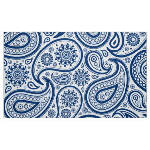 Blauw en wit Paisley Pattern Stof
