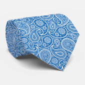 Blauw en wit Paisley Pattern Stropdas (Opgerold)