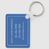 Blauw en Wit Palm Palmetto Boom Monogram Sleutelhanger (Achterkant)