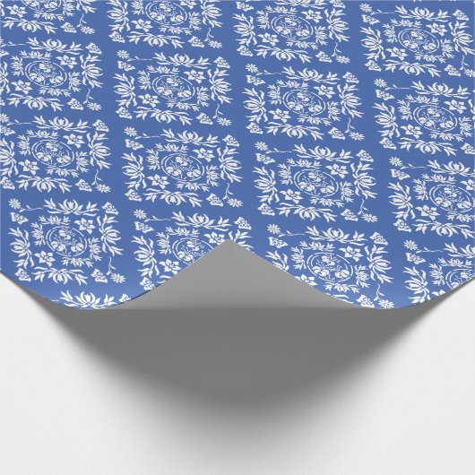 Blauw en wit papier voor het ompakken van perkamen (Hoek)