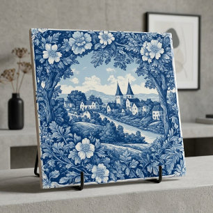 Blauw en wit pastorale Franse Cottagecore Bucolisc Tegeltje