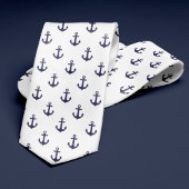 Blauw en wit patroon van Anchors Stropdas