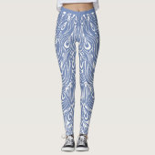 Blauw en wit pauw ontwerp leggings (Voorkant)