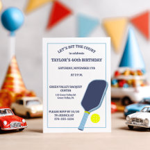 Blauw en Wit Pickleball Verjaardagsfeestje
