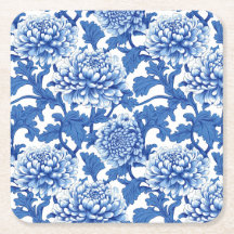 Blauw en wit pioen chinoiserie bloemmotief