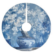 Blauw en wit Porselein China Chinoiserie Cherry Kerstboom Rok (Voorkant)