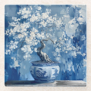 Blauw en wit porselein Chinees Chinoiserie Kers Glazen Onderzetter