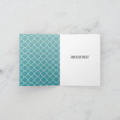 Blauw en Wit Quatrefoil Dank U Bedankkaart (Binnen)