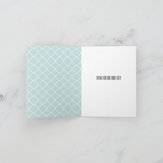 Blauw en Wit Quatrefoil Dank U Bedankkaart (Binnen)