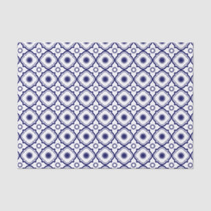 Blauw en wit Quatrefoil patroon Tissuepapier
