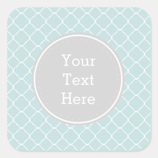 Blauw en wit Quatrefoil Vierkante Sticker (Voorkant)