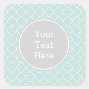 Blauw en wit Quatrefoil Vierkante Sticker