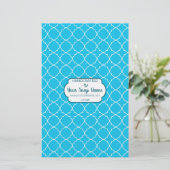 Blauw en wit Quatrefoil-witboek (Staand voorkant)