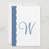 Blauw en wit ras Elegant Monogram Wedding R438 Kaart (Achterkant)