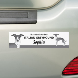 Blauw en Wit - Reizen Met Mijn Iggy Hond Bumpersticker