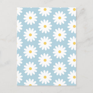 Blauw en wit Retro  Daisy Pattern Briefkaart