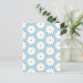 Blauw en wit Retro  Daisy Pattern Briefkaart (Staand voorkant)