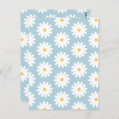 Blauw en wit Retro  Daisy Pattern Briefkaart (Voorkant / Achterkant)