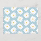 Blauw en wit Retro  Daisy Pattern Briefkaart (Achterkant)