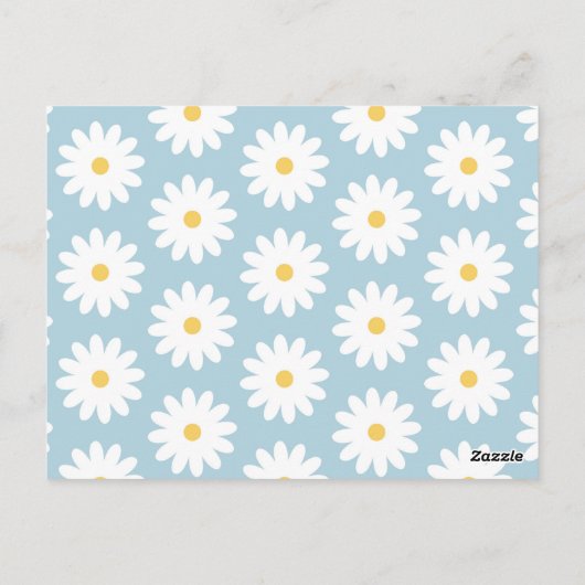 Blauw en wit Retro  Daisy Pattern Briefkaart (Achterkant)