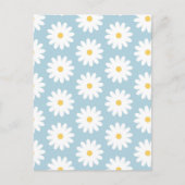 Blauw en wit Retro  Daisy Pattern Briefkaart (Voorkant)