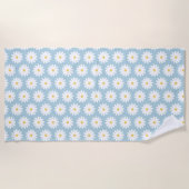 Blauw en wit Retro  Daisy Pattern Strandlaken (Voorkant)