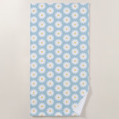 Blauw en wit Retro  Daisy Pattern Strandlaken (Voorkant)