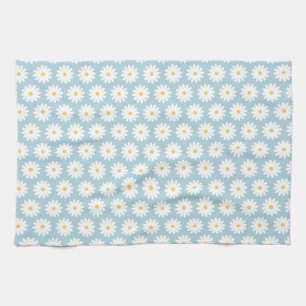 Blauw en wit Retro  Daisy Pattern Theedoek