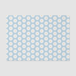 Blauw en wit Retro  Daisy Pattern Tissuepapier