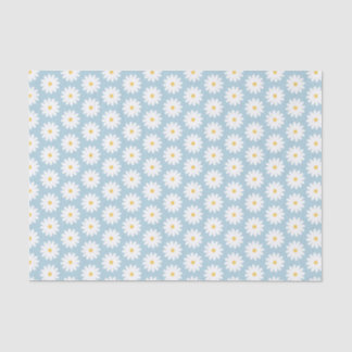 Blauw en wit Retro  Daisy Pattern Tissuepapier