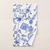 Blauw en wit Romantic Chintz Floral Bad Handdoek (Handdoek)