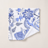 Blauw en wit Romantic Chintz Floral Bad Handdoek (Wasdoekje)