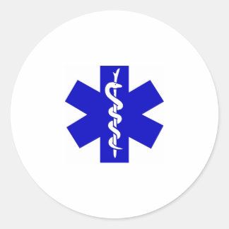 blauw en wit ronde sticker