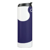 Blauw en wit, rozerig design thermosbeker (Gedraaid links)