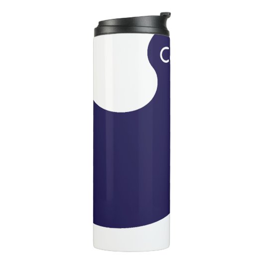 Blauw en wit, rozerig design thermosbeker (Gedraaid links)