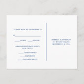Blauw en Wit Rsvp met Script Maaltijd Keuze Uitnodiging Briefkaart (Achterkant)