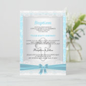  blauw en wit Satin Baptism / Christening Kaart (Staand voorkant)