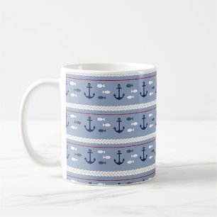 Blauw en Wit Scheepsankers Koffiemok