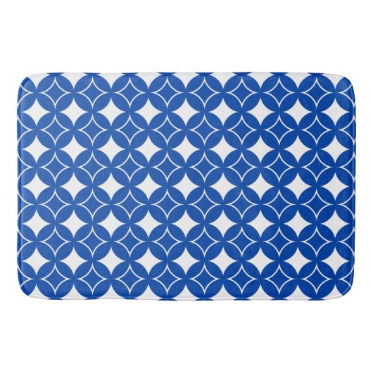 Blauw en wit scheepspatroon badmat (Voorkant)